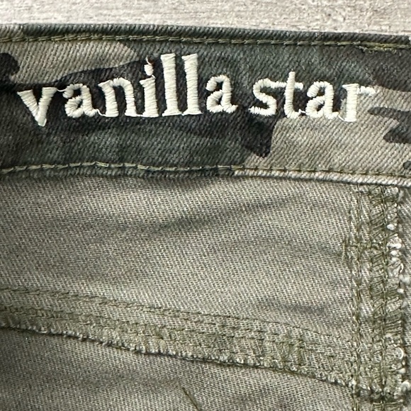 Junior’s Vanilla Star 9 Medium Green Olive Camo Jeans Pants Stretch Torn Ripped - Picture 10 of 11